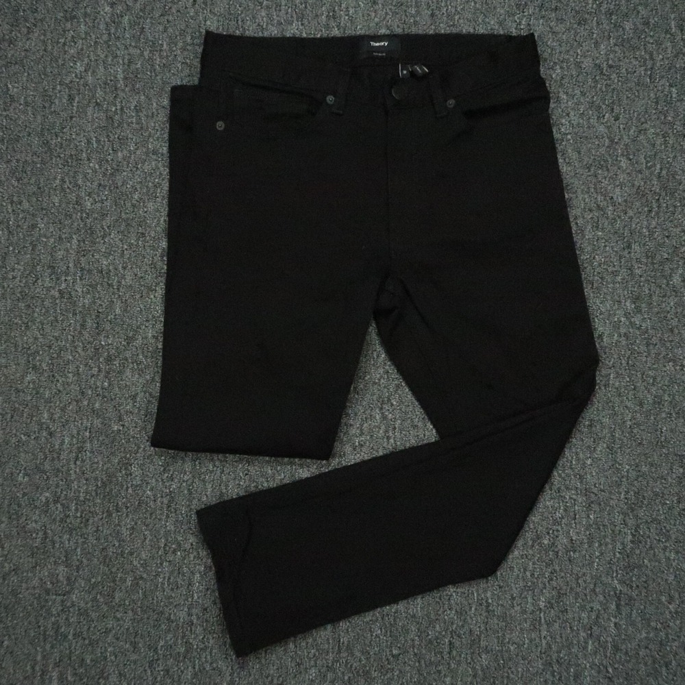 Theory Jeans Mens 30x26 Black Raffi Slim Fit Five Pocket Straight‎